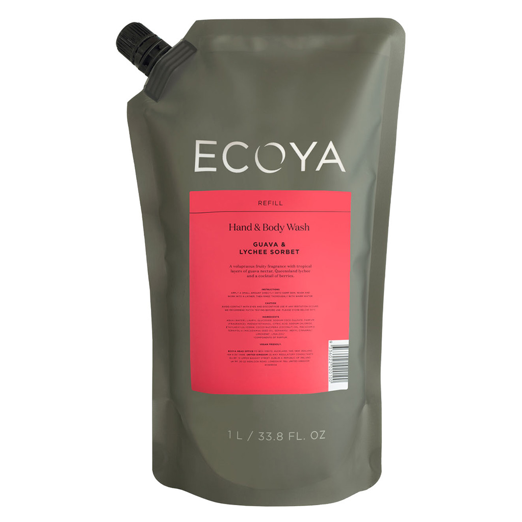 ECOYA Guava & Lychee Hand & Body Wash Refill